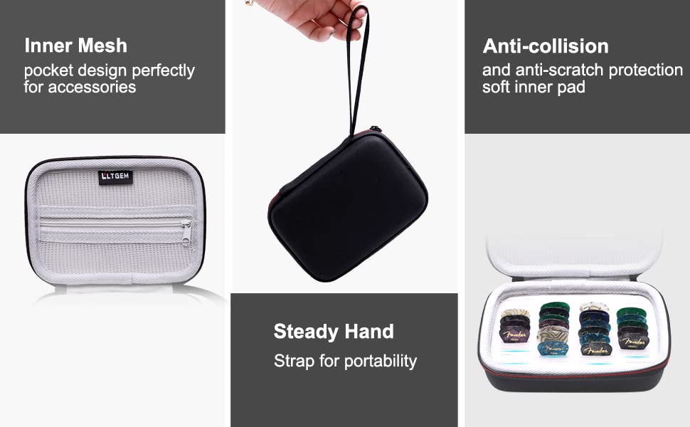LTGEM EVA Hard Case for Guitar Pick Holder , Waterproof & Shock-absorbent Design - Travel Protective Carrying Storage Bag
