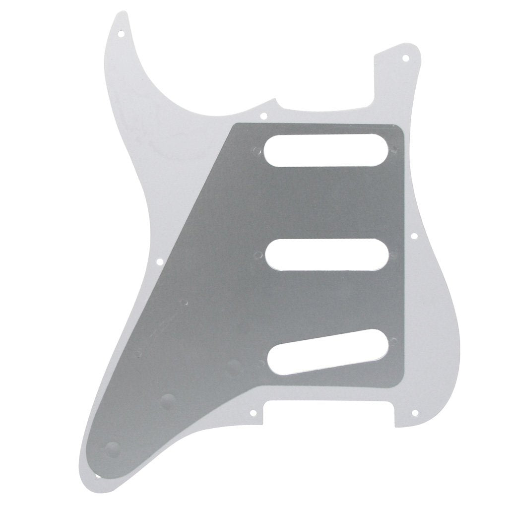 FLEOR SSS 8 Hole ST Guitar Pickguard Backplate Tremolo Cavity Cover with Screw for Vintage ST Style Guitar Parts, 4Ply White Pea