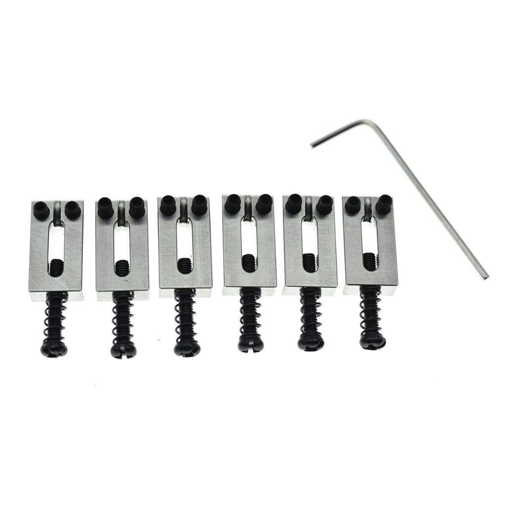 Kaish Upgraded Version Stainless Steel Guitar Bridge Saddles 10.5Mm String Spacing With Black Screws For Stratocaster/Telecaster