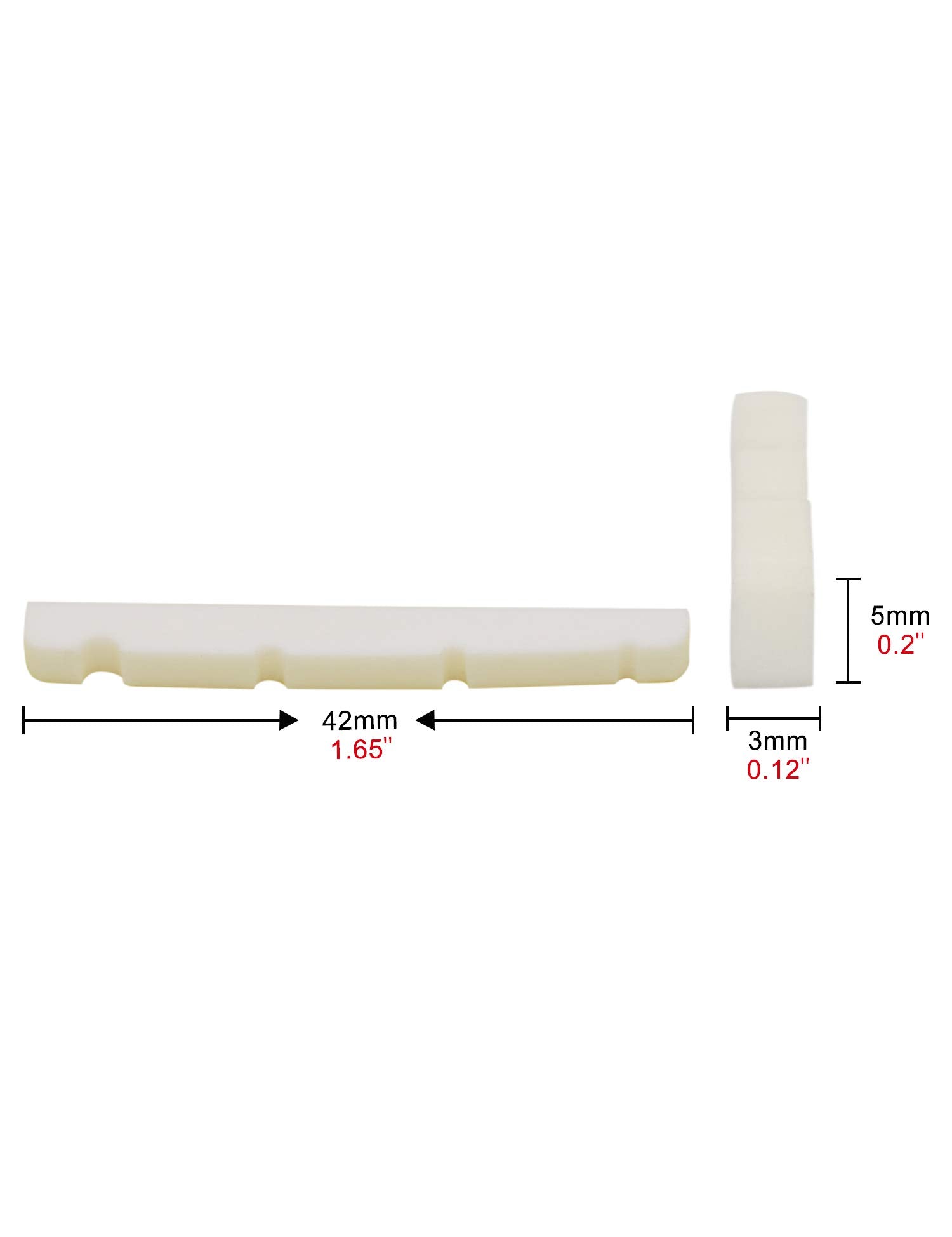 Metallor 4 String Pre-Slotted Cattle Bone Bass Nut Replacement Flat Bottom Compatible with Fender PB Bass Guitar White. (Nut: 42