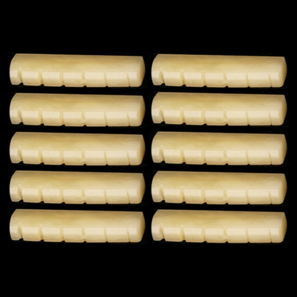 10Pcs Unbleached Slotted Bone Nut Saddle Bridge 43X6X9Mm Guitar Luthier Diy