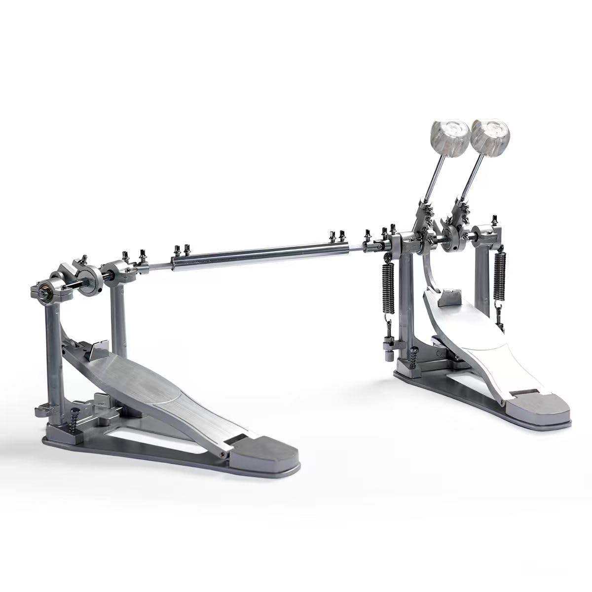 PLADRUBO P800 Direct Drive Double Bass Pedal - Aerospace Grade Materials, One-Piece Construction for Drum Set (Double) Silvery