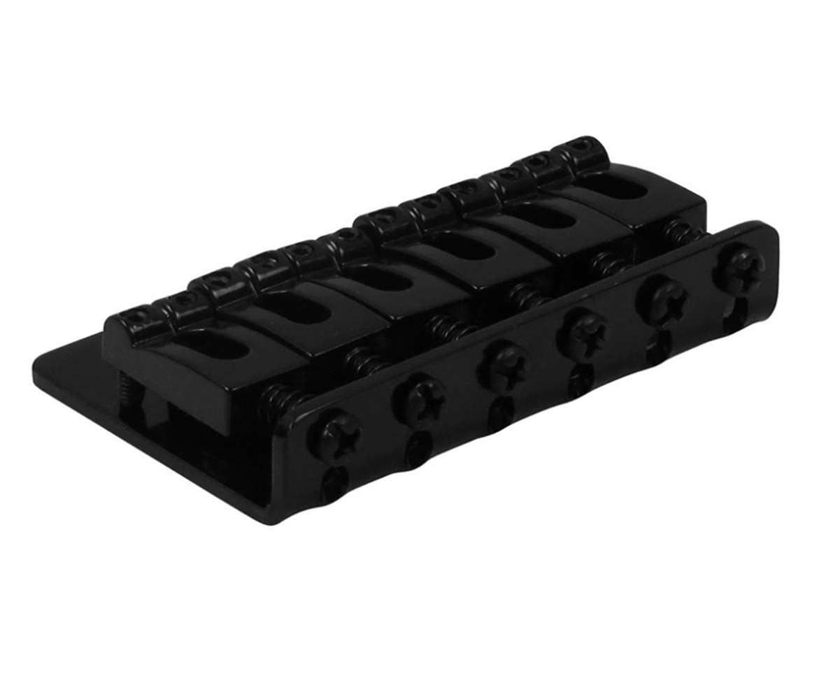 6 String 65MM Metal Fixed Hardtail Saddle Bridge Top Load Guitar Tailpiece Compatible for Fender Strat Tele Electric Guitar,Blac