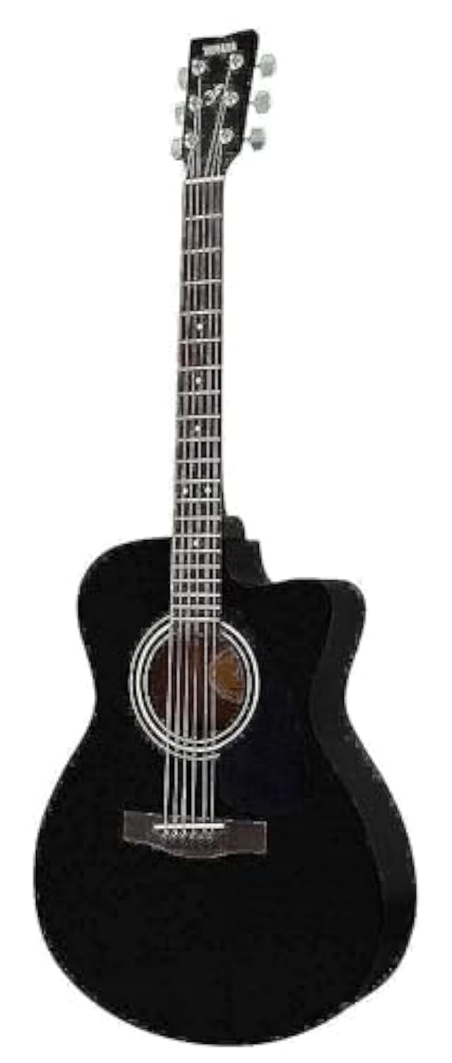 Yamaha Fs100C Acoustic Guitar, 6 Strings, Black, Spruce Top With Cutaway Design, 6 Steel Strings, Natural Tone, Ideal For Studen