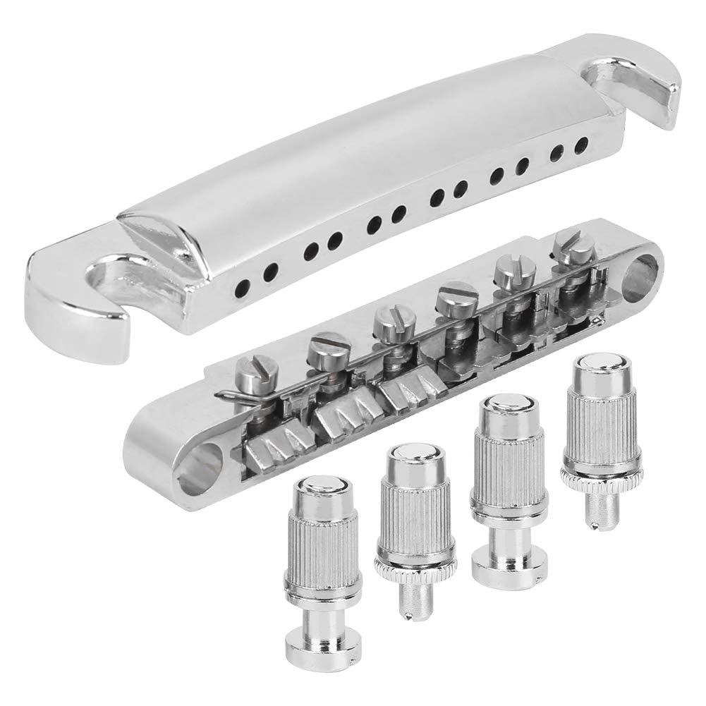 Electric Guitar Bridge, Standard 12 String Size Guitar Bridge Full Set Bridge Tail Stud Zinc Alloy Silver Guitar Parts Accessori