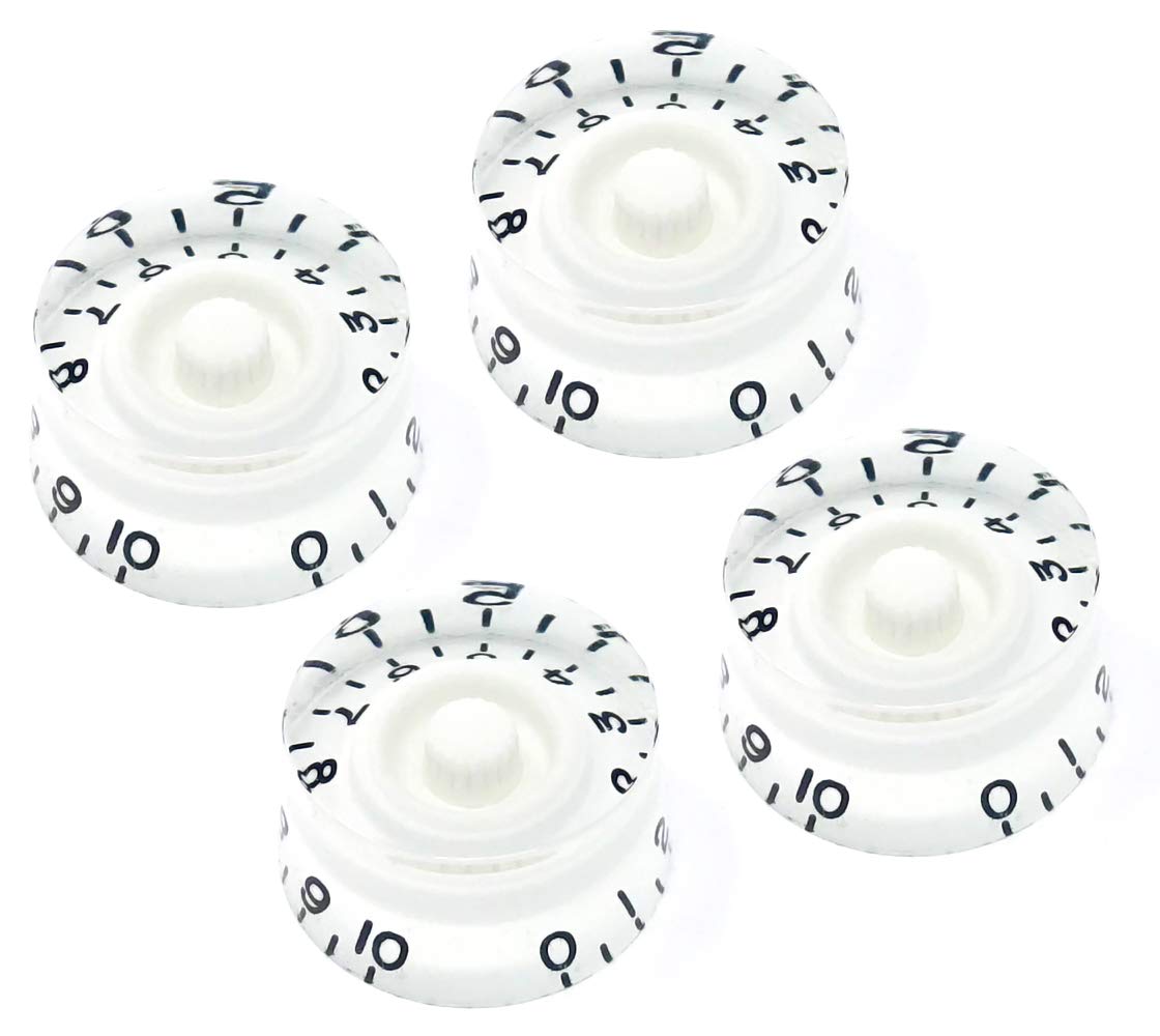 Vintage Forge White Speed Knobs Compatible With Epiphone Les Paul Sg Electric Guitar (Set Of 4) Fits 18 Coarse-Spline Import (Me