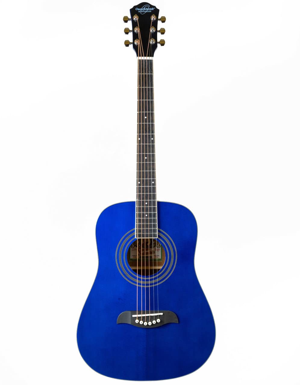 Oscar Schmidt OG5 3/4-Size Kids Acoustic Guitar - Blue Learn-to-Play Bundle with Tuner, Strap, Picks, Instructional Book/DVD, an