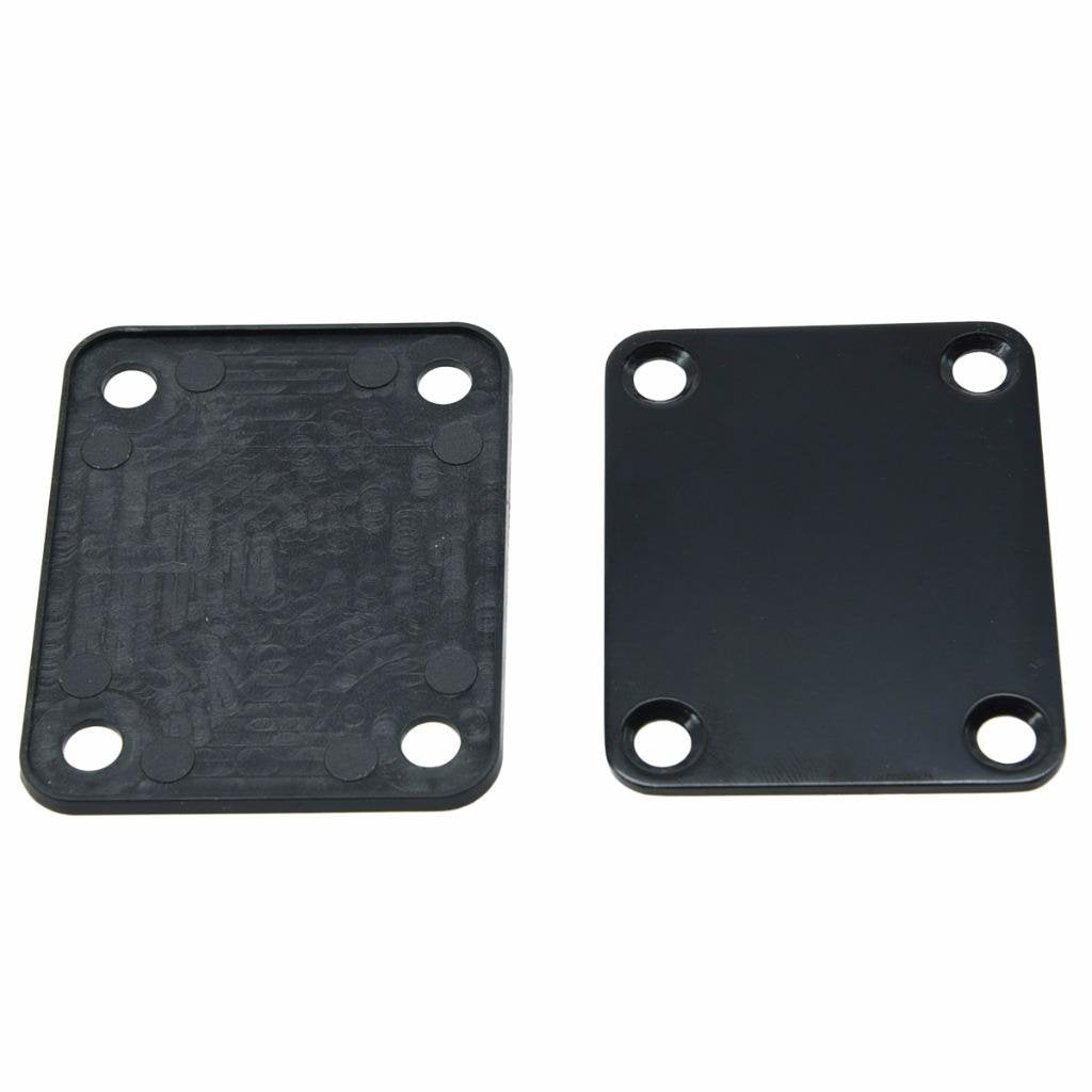 Dopro 4-Bolt Electric Guitar Replacement Neckplate Bass Metal Neck Plate with Screws for FD Strat Tele or Basses Black