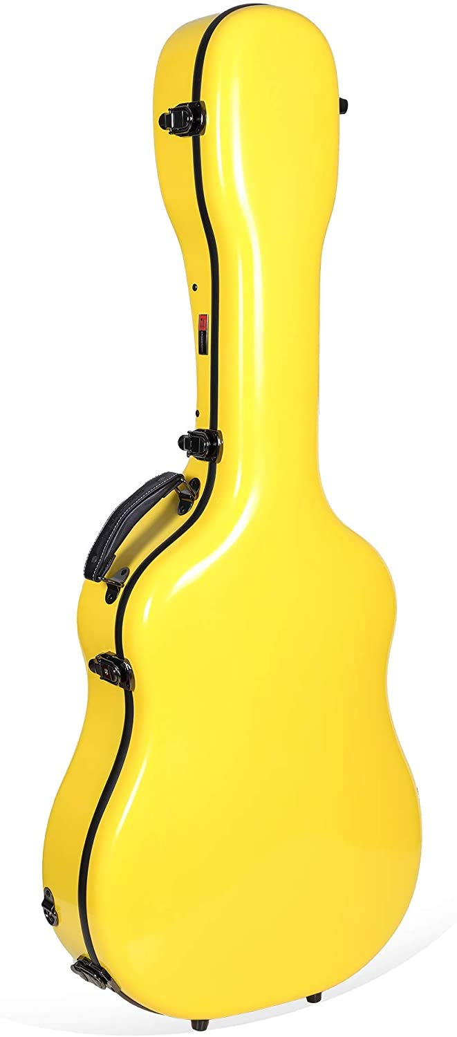 Crossrock Deluxe Fiberglass Case For 40''/41'' Dreadnought Acoustic Guitars-Yellow(Crf2021Dyl)