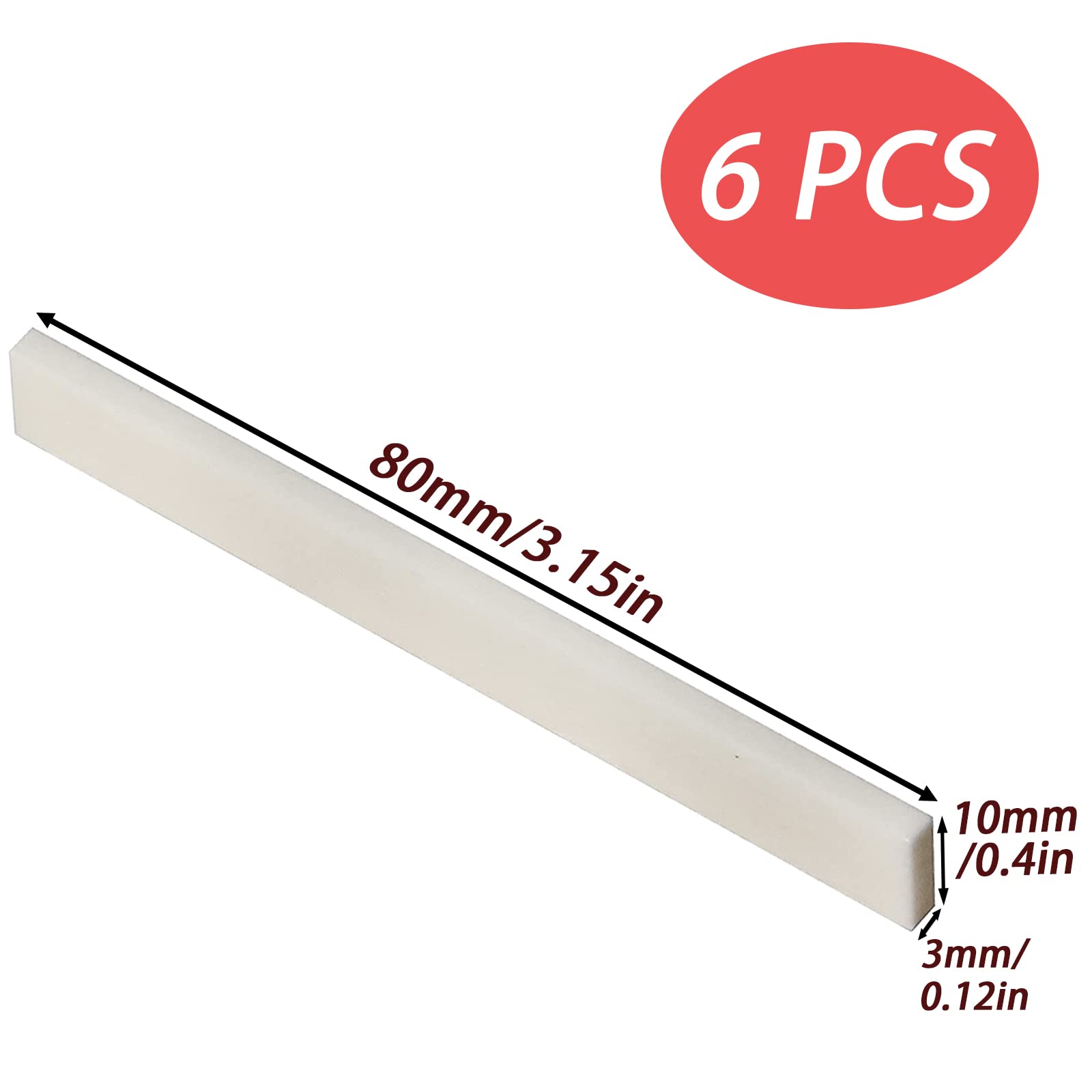 Cheerock 6Pcs Guitar Bone Saddle, Blank Guitar Bridge Saddle, Pure Bone Saddle for Electric Bass Acoustic Classical Guitar Mando