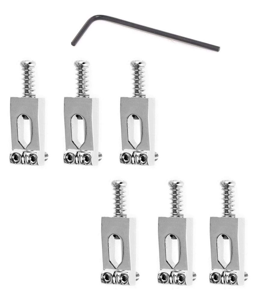 Jiayouy 6 Pcs Tremolo Electric Guitar Bridge Saddle With Wrench Set For Fender Strat Stratocaster Tele Telecaster Electric Guita