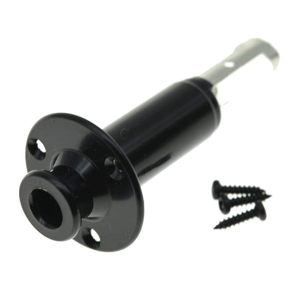 Kaish 6.35Mm Acoustic Electric Guitar Bass Mono Endpin Output Jack Strap Button Jack Socket Black