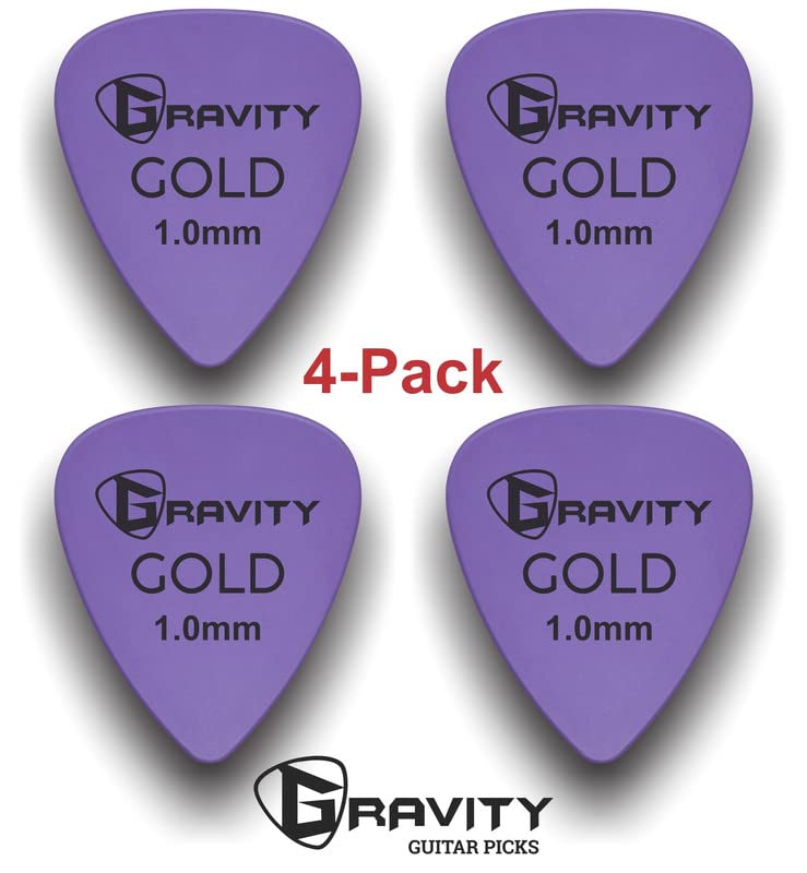 Gravity Gold Series Guitar Picks - Ideal For Beginners & Professionals - Pack Of 4