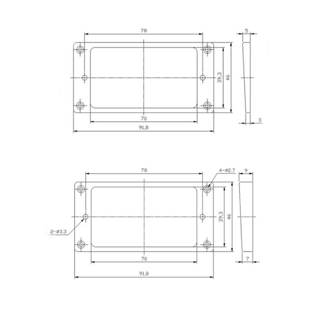 KAISH 2pcs Black Humbucker Pickup Ring Curved Bottom Frame for Epiphone Les Paul