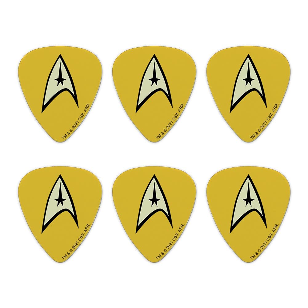 Star Trek Command Shield Novelty Guitar Picks Medium Gauge - Set Of 6
