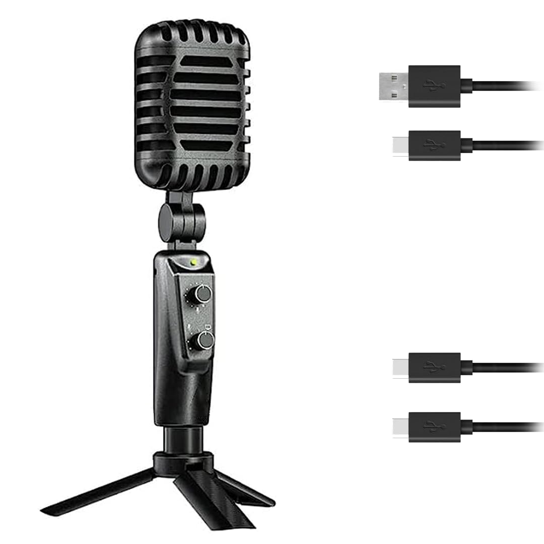 Audio Array Am-C24 Usb Plug & Play Retro Microphone Kit | No Latency Monitoring & Volume Control Knob | Gaming, Streaming, Podca