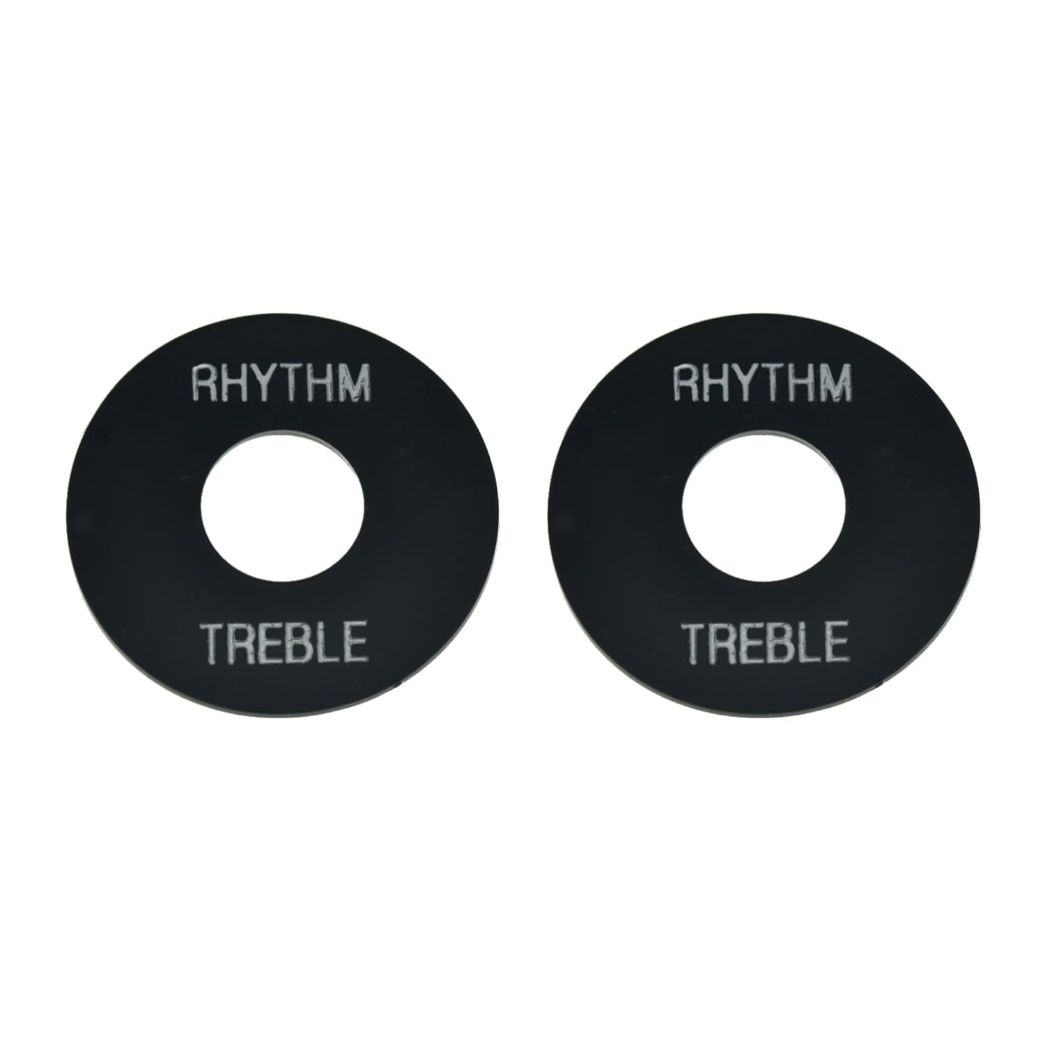 Dopro 2pcs Black with Silver Letters LP Guitar Toggle Switch Washer Plate Rhythm Treble Ring for Les Paul