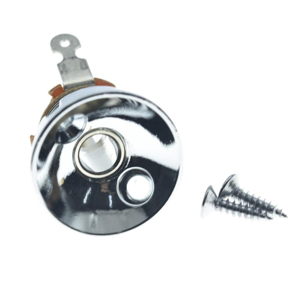 KAISH Chrome Brass Metric Electric Guitar Jackplate Electrosocket Jack Plate with Brass Output Mono Jack and Screws for TL/Tele