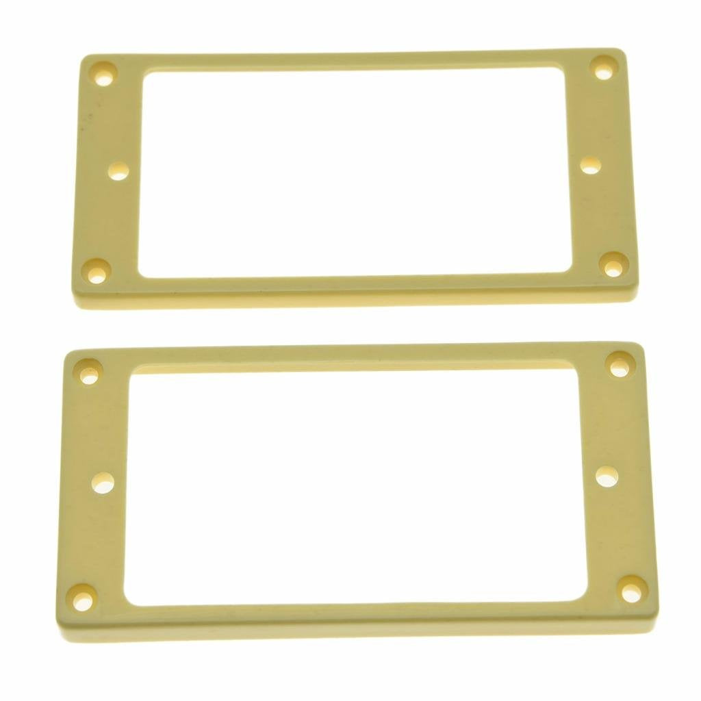 Dopro Set Of 2 Plastic Humbucker Pickup Ring Pickup Mounting Frame Flat Bottom 3 * 5 For Neck And 7 * 9 For Bridge Pickup Cream