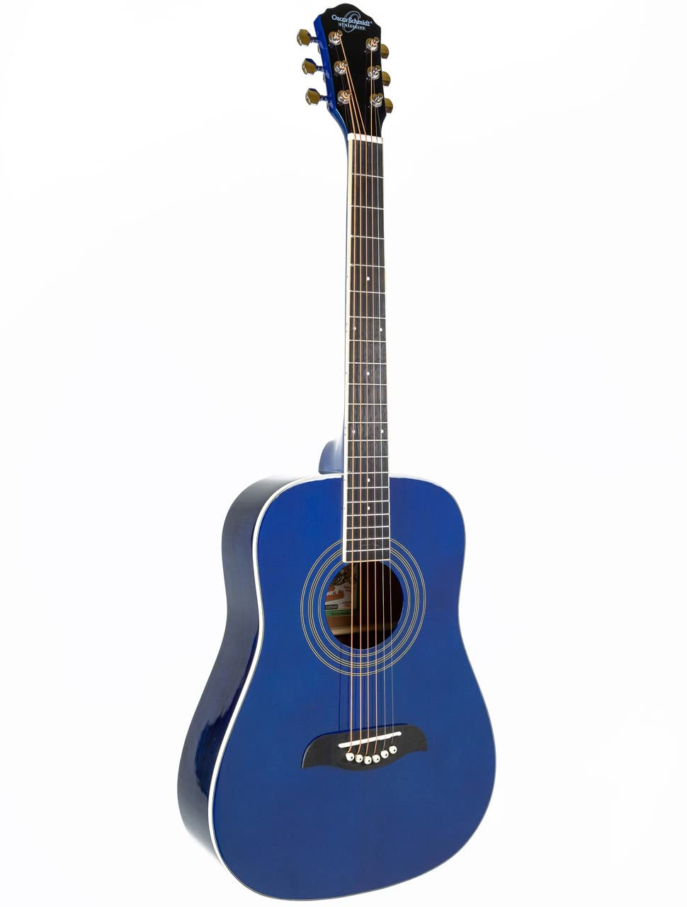 Oscar Schmidt OG5 3/4-Size Kids Acoustic Guitar - Blue Learn-to-Play Bundle with Tuner, Strap, Picks, Instructional Book/DVD, an