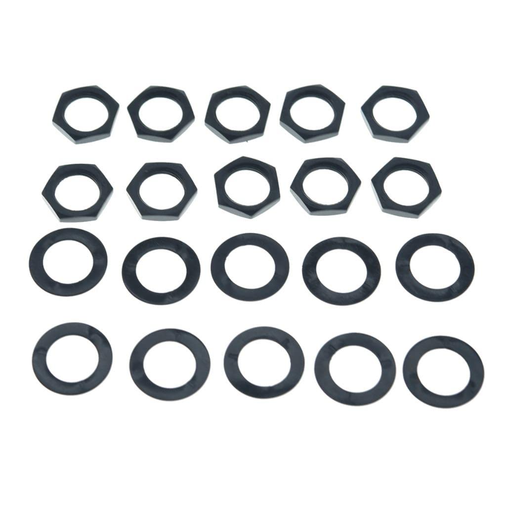 Kaish 10Pcs Brass American Thread 3/8'' Guitar Pots Nuts Potentiometer Hex Nut Guitar Jack Nut And Washers For Cts Pots & Switch