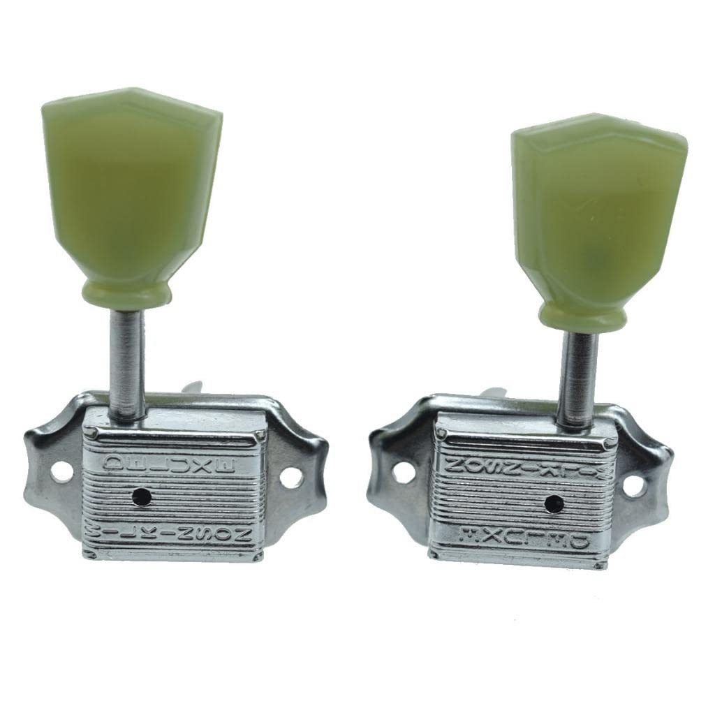 Wilkinson Chrome with Green Button 3x3 Deluxe Vintage Tuners Guitar Tuning Keys Machine Head with Split Post for Les Paul/SG/ES