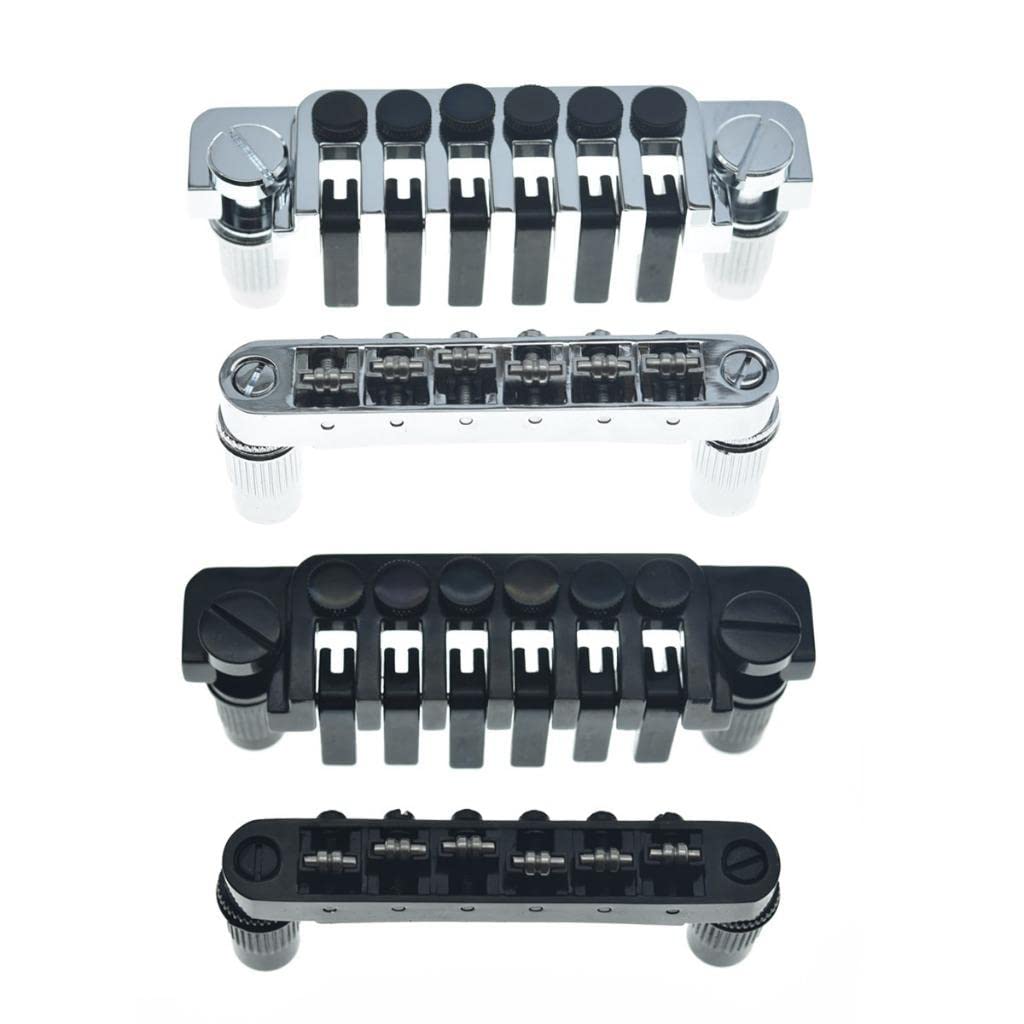KAISH Black Guitar Roller Saddle Bridge Tune-O-Matic Bridge with TP-6 Style LP Stopbar/Bridge Tailpiece For Epiphone Les Paul LP