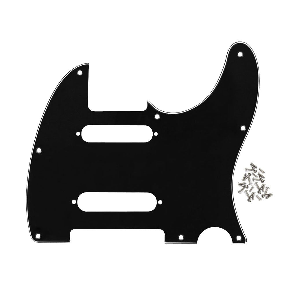 Ikn 3Ply Black 8 Hole Guitar Tele Pickguard Plate With Screws Fit Fender Nashville Telecaster Pickguard Replacement