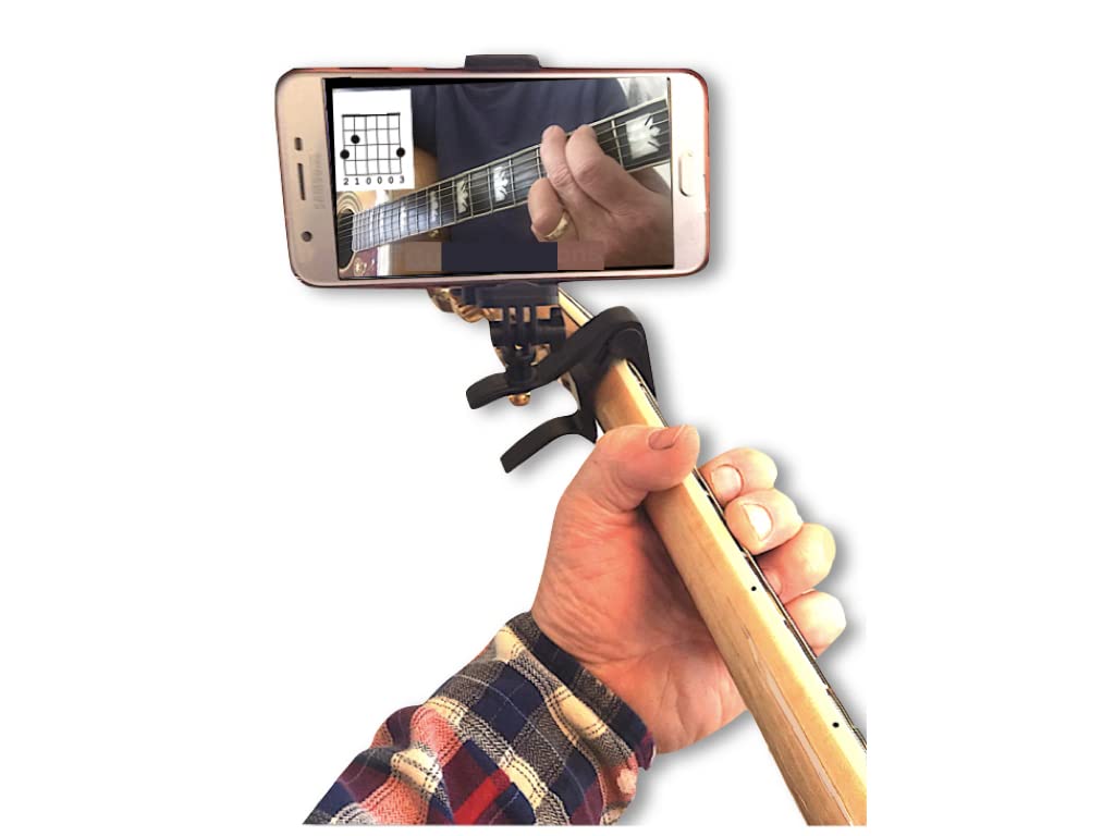 Smart-Po Smartphone Guitar Capo  Android And Iphone Compatible Dock Headstock Neck Clamp  Cell Phone Holder Aid Musicians  Elect