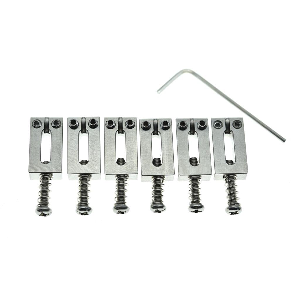 Kaish Upgraded Version Stainless Steel Guitar Bridge Saddles 10.5Mm String Spacing With Nickel Screws For Stratocaster/Telecaste