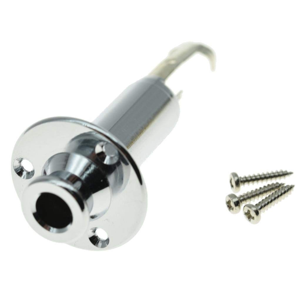 Kaish 6.35Mm Acoustic Electric Guitar Bass Mono Endpin Output Jack Strap Button Jack Socket Chrome