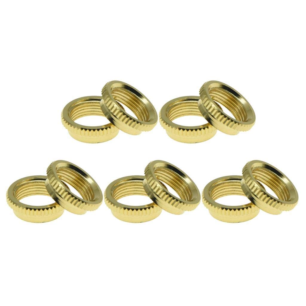Dopro 10X Usa Thread Fine Knurled 15/32'' Deep Nut Guitar Toggle Switch Nut Fits Les Paul With Switchcraft Switches Gold