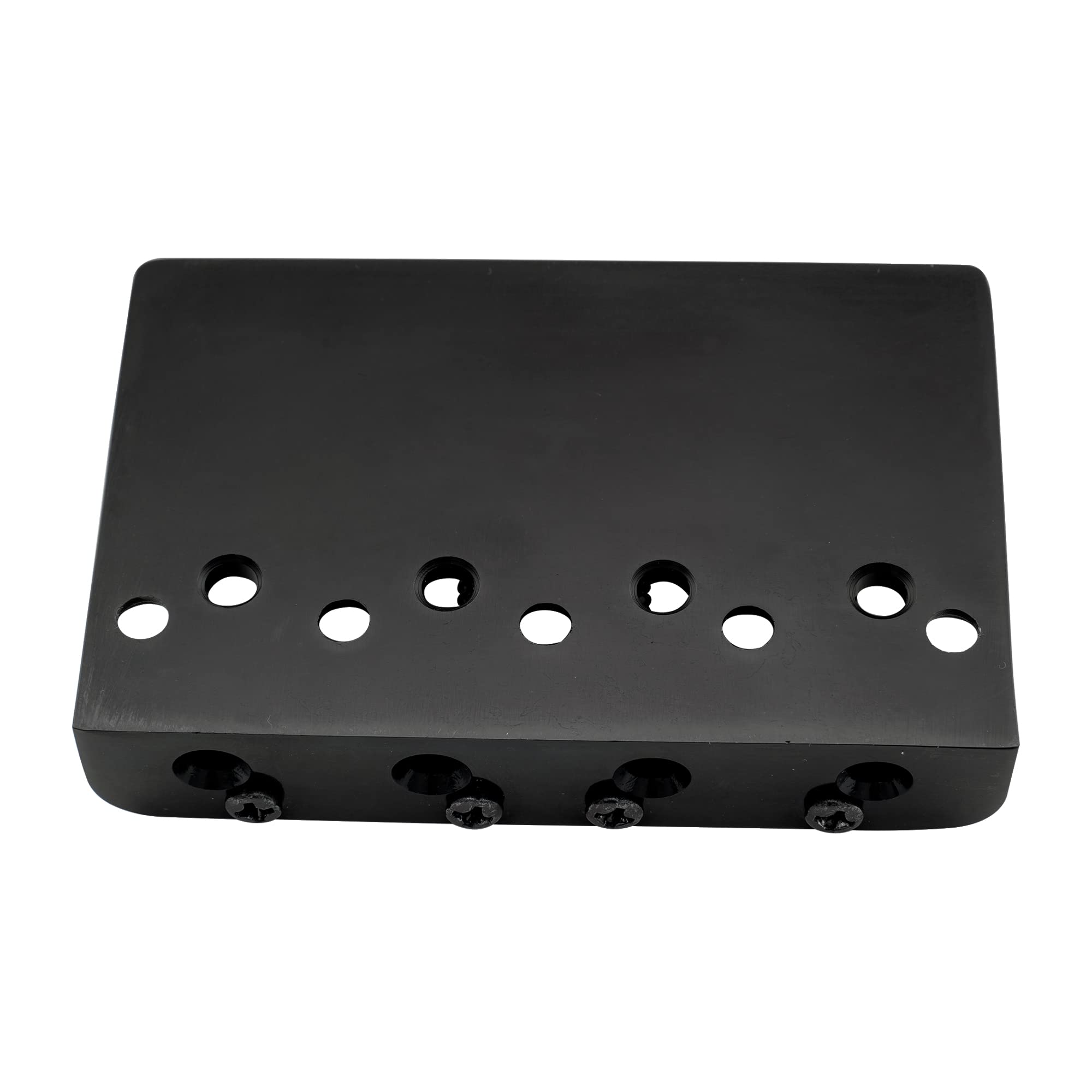 Musiclily Pro 19mm 4-String Bass Hardtail Bridge with Brass Saddles and Steel Plate, Black