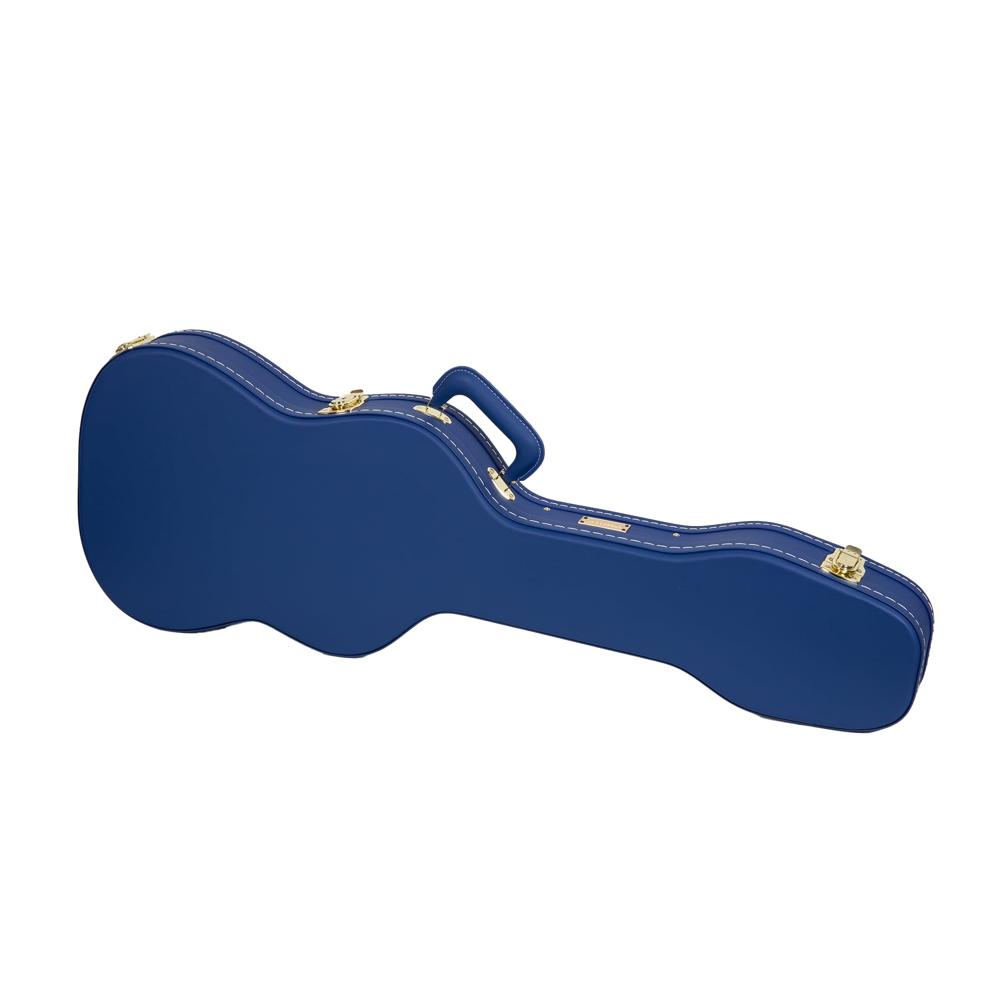 Crossrock Contoured Wooden Electric Guitar Case for Stratocaster & Telecaster | Vibrant Blue Faux Leather, Beige Plush Interior,
