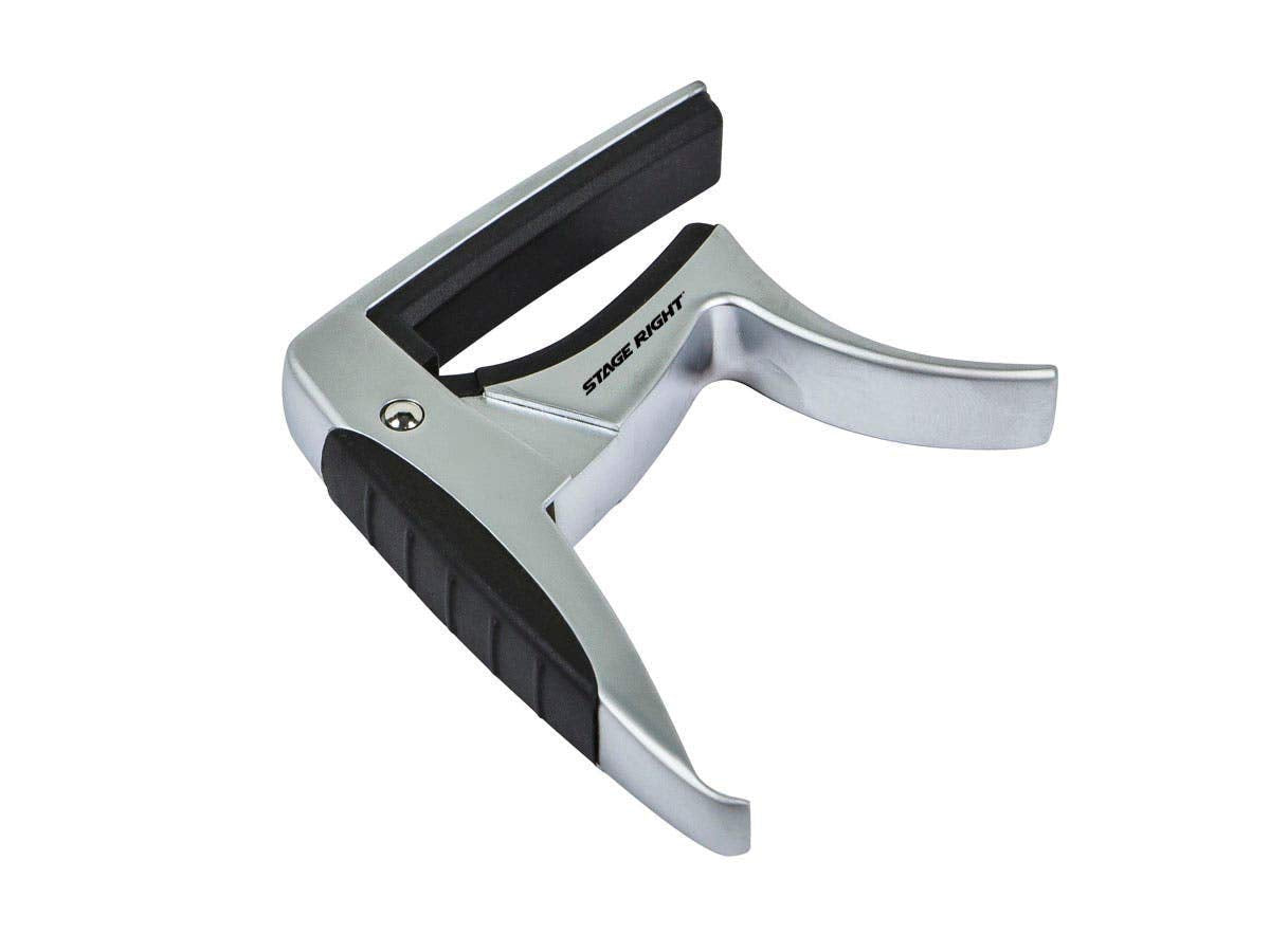 Monoprice Guitar Capo - Silver With Aluminum Body & Rubber Accents, Trigger-Style, Standard Length, Hight Quality & Light Weight