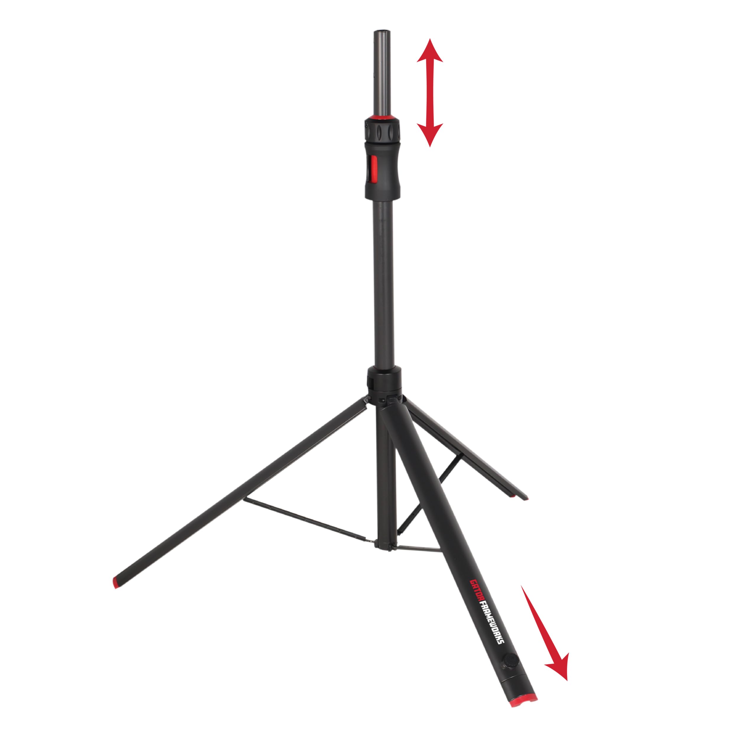 Gator Frameworks ID Series Speaker Stand with Lift Assist and Adapter to Fit 35mm and 38mm Speaker Mounts, 48/75 Min/Max Height 