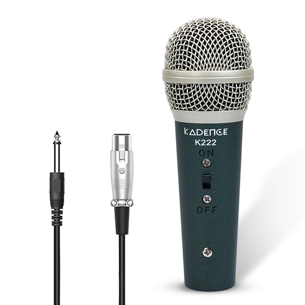 Kadence K222 Home Series Wired Mini Mic | 10Ft Cable With 6.35Mm Jack | Dynamic Cardioid Pickup | On/Off Switch | Studio & Karao