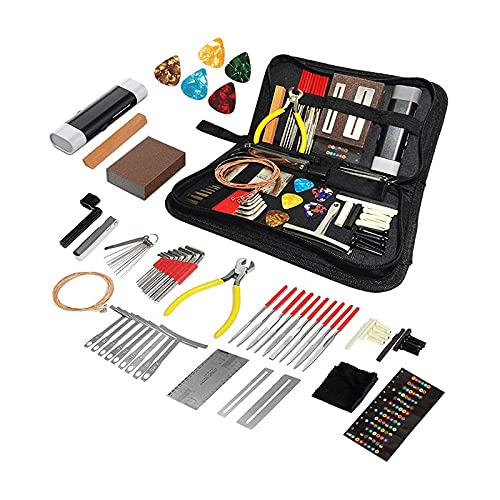 Guitar Repairing Maintenance Tool Kit 72Pcs Guitar Repair Kit Including Guitar Strings, Plectrums, Bridge, Guitar Code For Acous