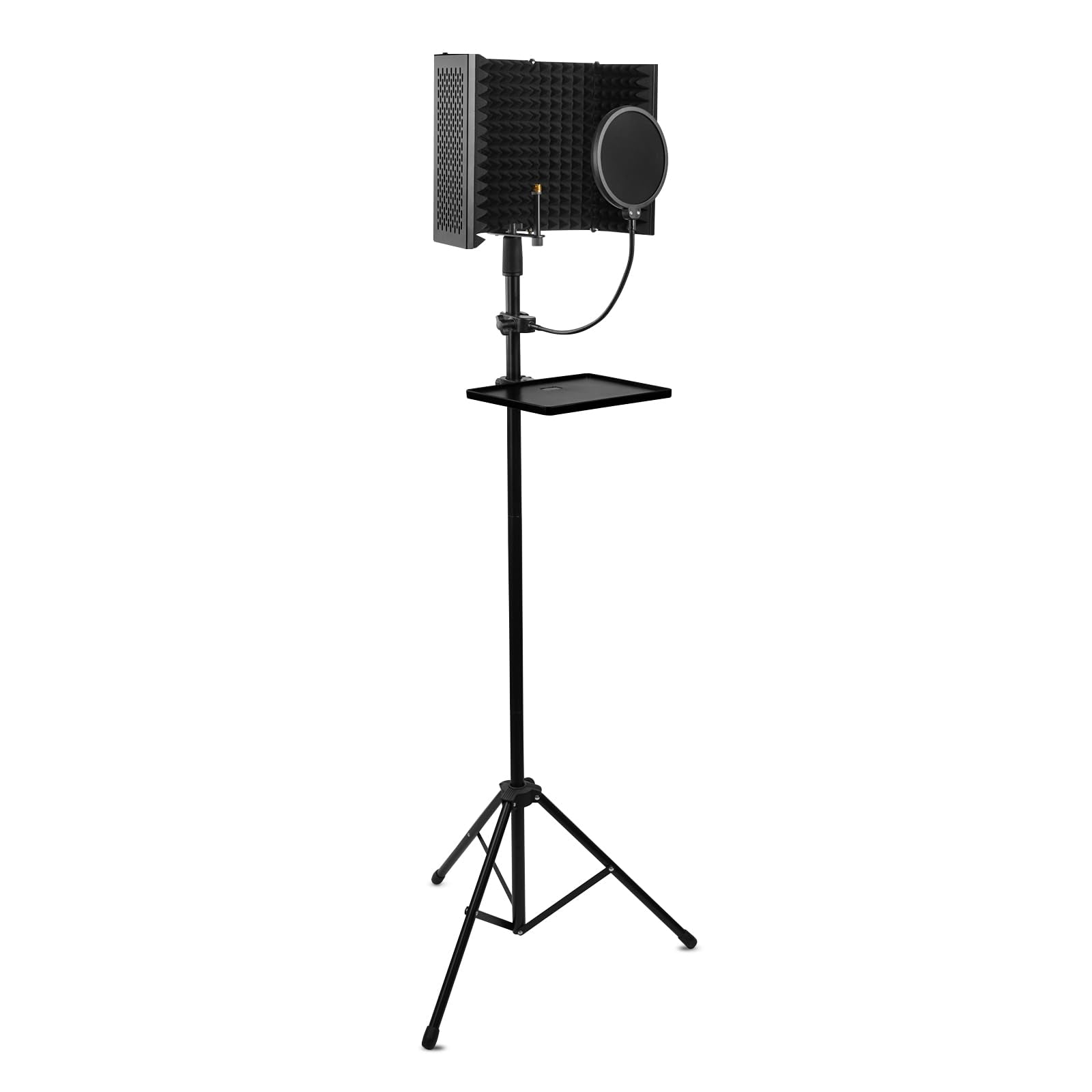 Kadence Mstd801 Touring Series Mic Stand With 5-Panel Isolation Shield, Pop Filter & Tripod Base | Adjustable Height & Foldable 
