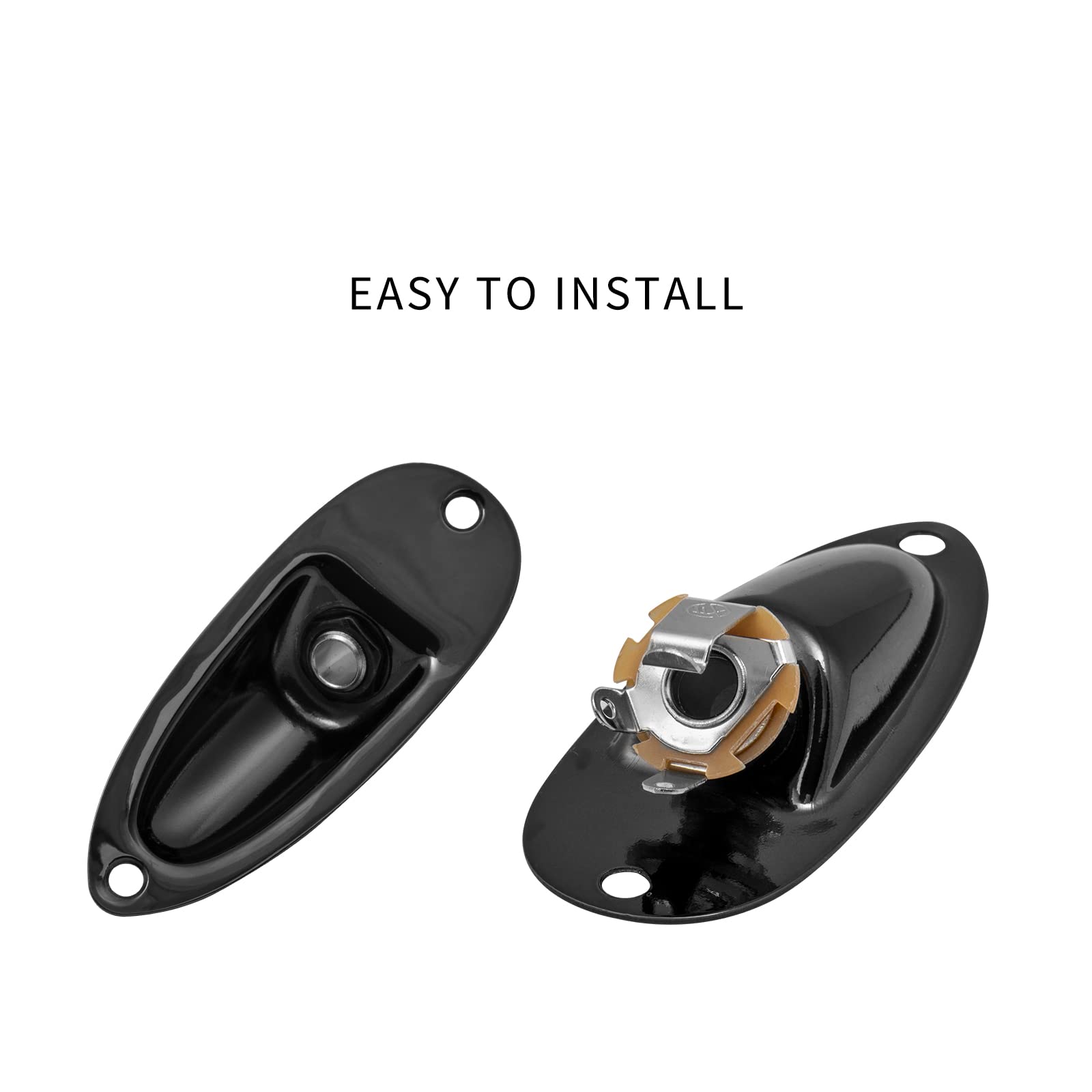 Cheerock Black Guitar Jack Plate, Guitar Input Output Jack Socket Plate, Guitar Boat Style Jack Plate, Guitar Jack Plate with Sc