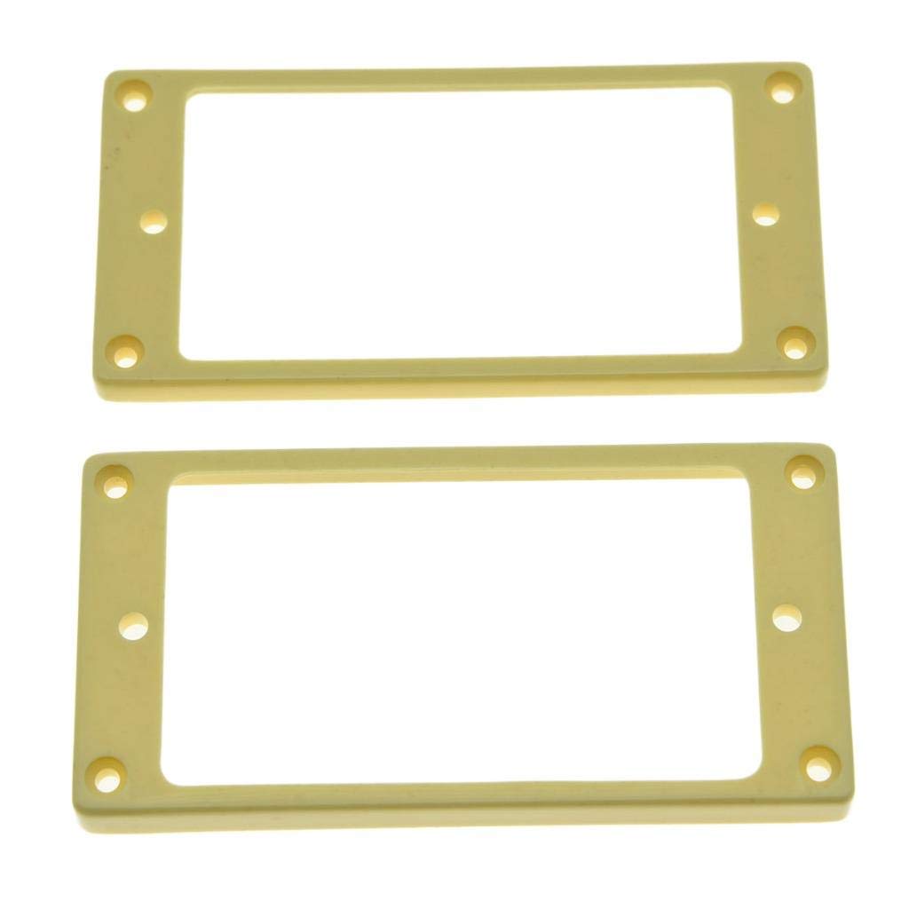 Kaish 2Pcs Cream Humbucker Pickup Ring Flat Base Bottom Frame For Epiphone Lp Guitar