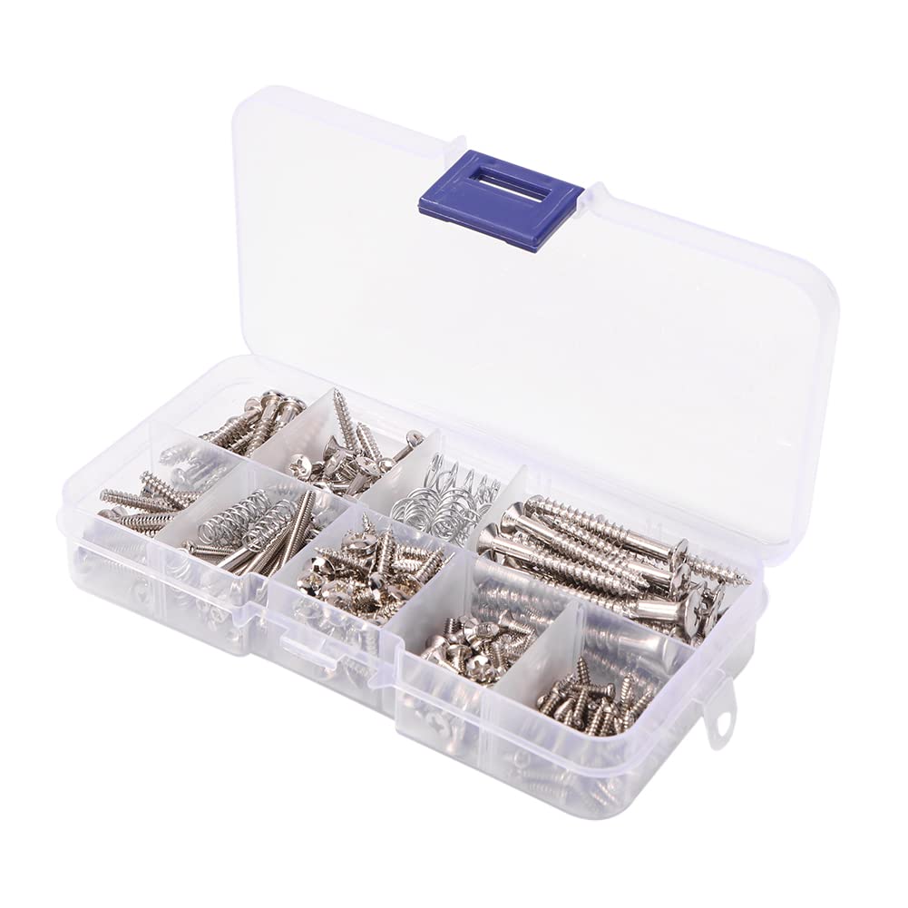 Alnicov Guitar Screw Kit,226 Pieces 9 Types Guitar Screw Assortment Set with Springs for Electric Guitar Bridge,Pickup,Pickguard