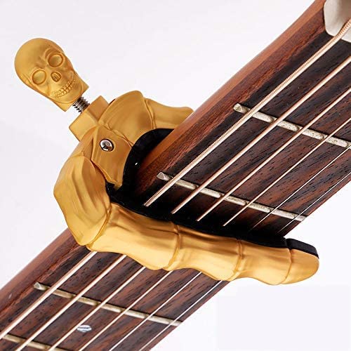 Geva Guitar Capo Skull Knob For Acoustic And Electric Skeleton Head, Universal 4 5 6 12 Strings Instrument Capos Classical Bass