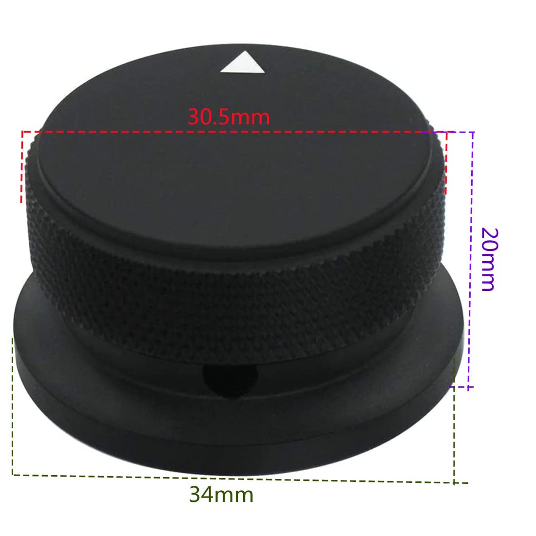 Szliyands 34 x 20mm Aluminum Alloy Potentiometer Control Knob Volume Audio Electric Guitar Bass Screw Type, for 6mm Diameter Sha