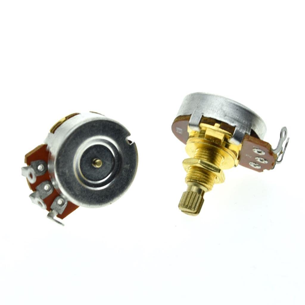 KAISH Pack of 2 Full Size Metric Guitar Bass Pots with 18mm Brass Shaft Audio Taper Potentiometers A1Meg