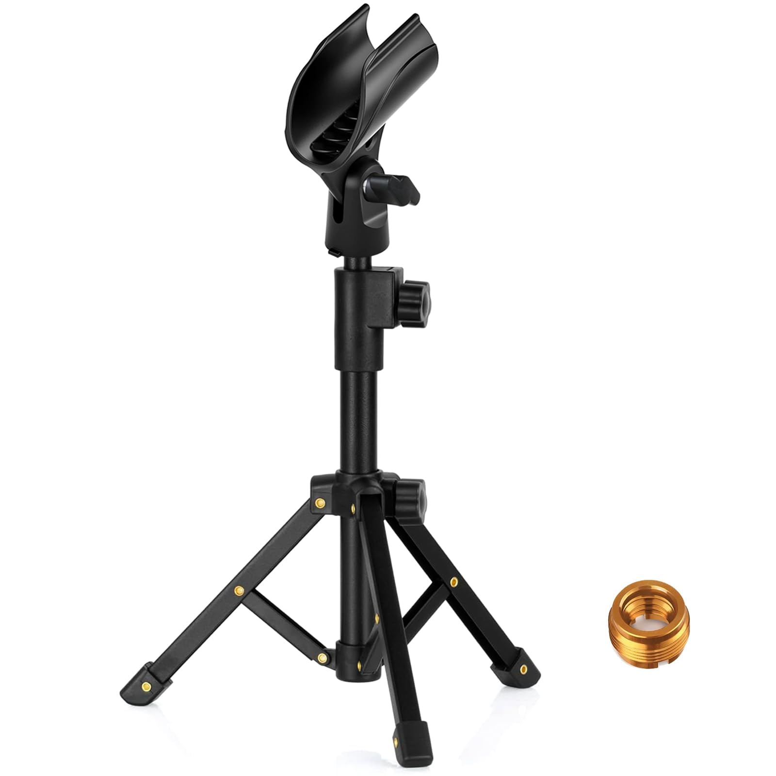 JCTRIWAY Tabletop Mic Stand, Adjustable Desktop Microphone Stand with Mic Clip and 5/8 Male to 3/8 Female Screw for Most Microph