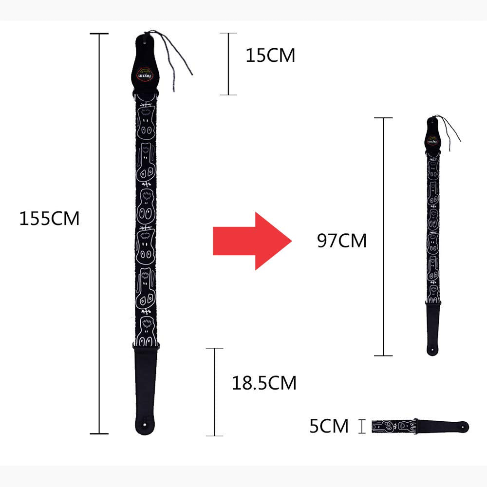 Rayzm Guitar Bass Strap,Polyester Strap for Acoustic Guitars, Electric guitars, Bass guitars