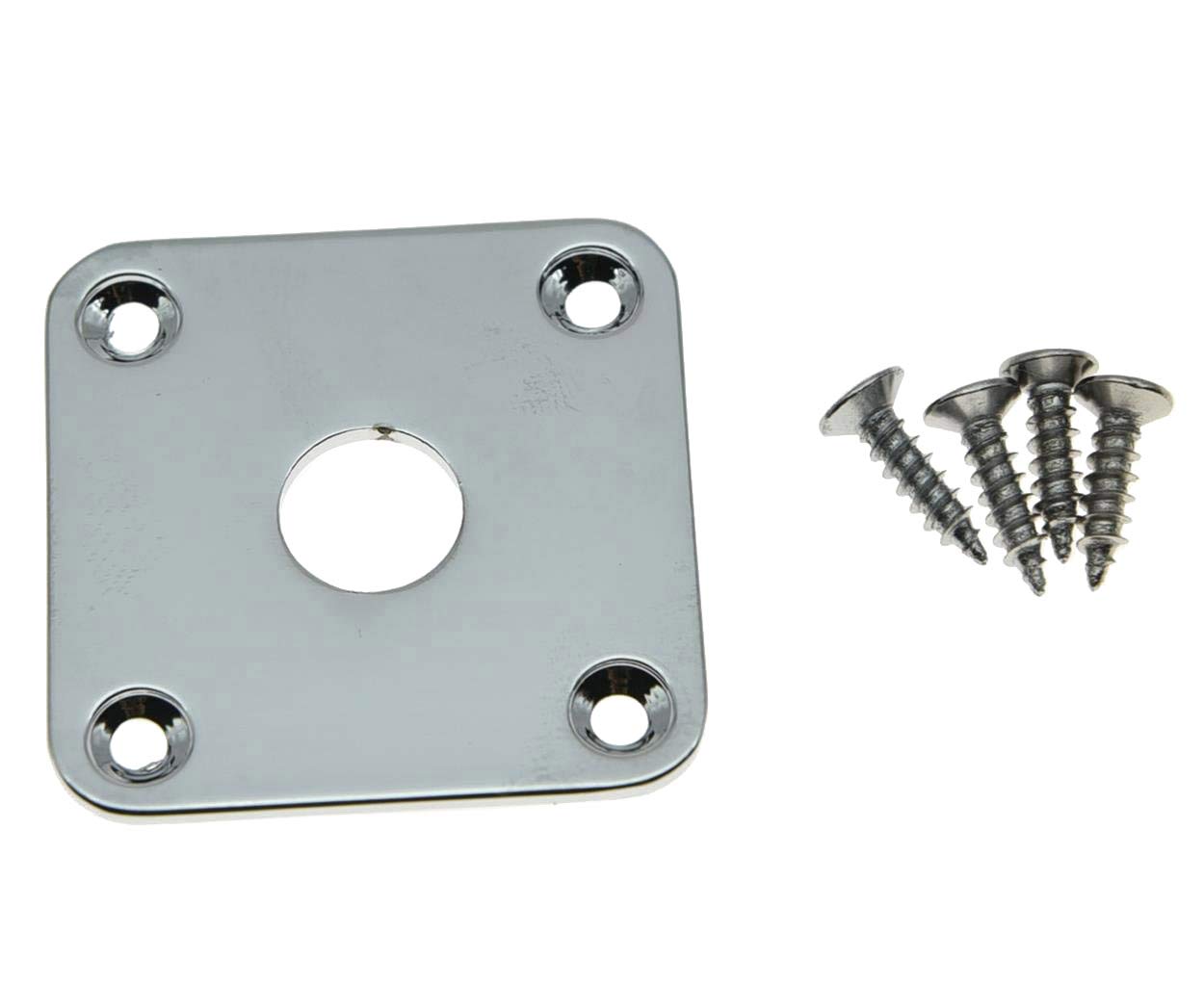 KAISH Chrome Flat Bottom Metal Jack Plate Flat Base Square Jackplate for Les Paul LP Guitars