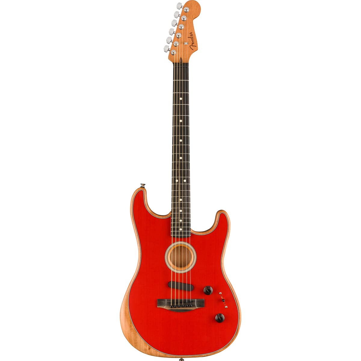 Fender American Acoustasonic Stratocaster Acoustic Electric Guitar, Dakota Red, Ebony Fingerboard, with Gig Bag