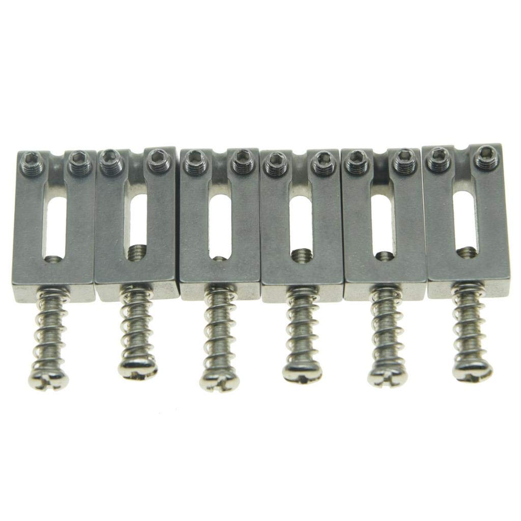 Dopro Pack Of 6 Stainless Steel Guitar Saddles Bridge Saddle 10.5Mm With Nickel Screws For Strat Tele 6 String Guitar